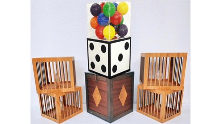 Transformation of Dice to Crystal Cube then to 4 Cages (Wooden) by Tora Magic