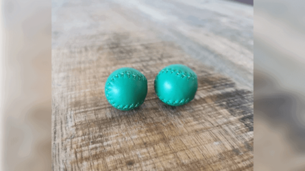 Chop Cup Balls Green Leather (Set of 2) by Leo Smetsers